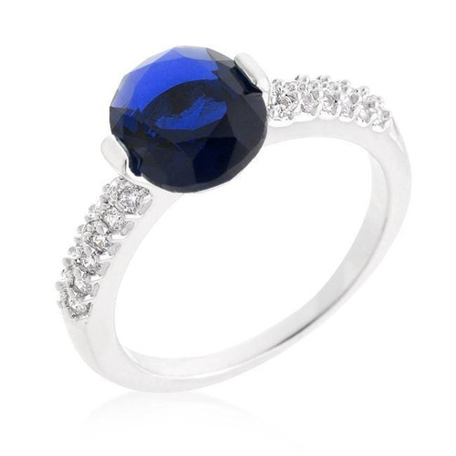 Blue Oval Cubic Zirconia Engagement Ring R599-R08350R-C30