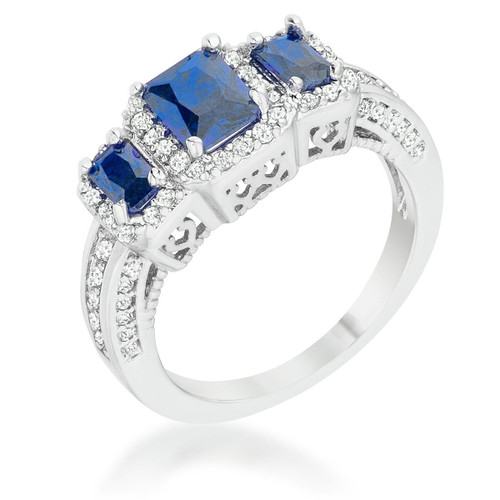 Rita 2.3ct Sapphire CZ Rhodium Classic Trio Ring R599-R08499R-C30