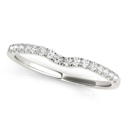 14k White Gold Curved Pave Setting Diamond Wedding Ring (1/8 cttw) P150-60788-4