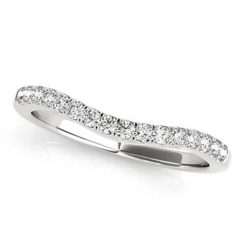 14k White Gold Curvy Style Pave Set Diamond Wedding Band (1/5 cttw) P150-56977-5
