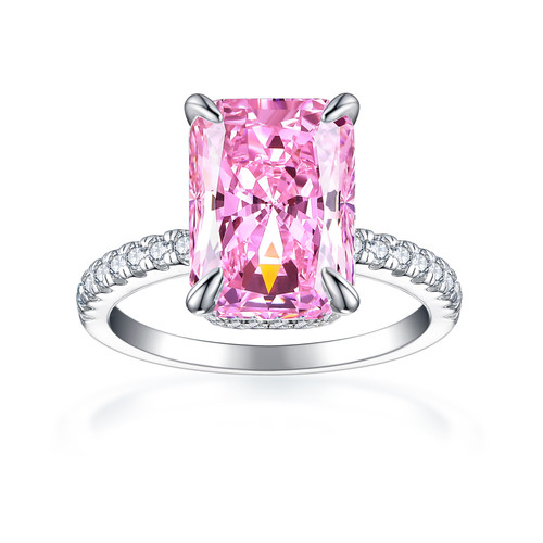 Color: Medium Pink, Size: 5 - Women's Firework Ice Flower Cut Cubic Zirconia Color Gemstone Ring Q119-CJLX263445519SH