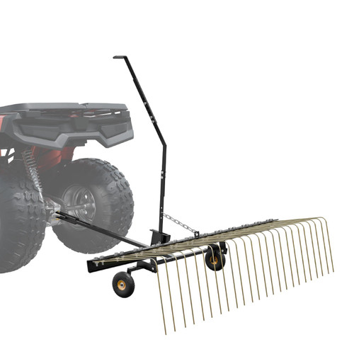 Tow Behind Dethatcher, 60-inch Tow Dethatcher with 24 Steel Tines, Lawn Dethatcher Rake for ATV or  E415-QXSCJ60QYGLJUL9E5V0