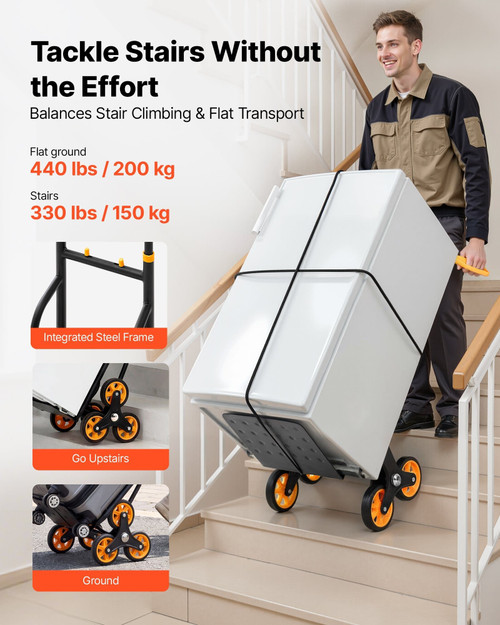 Stair Climbing Cart, 330 lbs Stair-Climbing Capacity, Heavy-Duty Folding Trolley Cart with Telescop E415-ZXTCSPLCFSKHQ06YG001V0