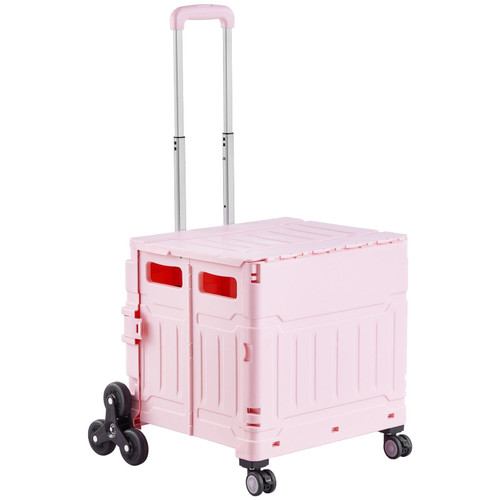 Foldable Utility Cart, 65L Collapsible Portable Crate Rolling Cart with Stair Climbing Wheels & 360 E415-BXSPLCFS176L2ECQCV0