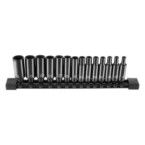 1/4" Drive Impact Socket Set, 14 Piece Deep Socket Set Metric 4-15mm, 6 Point Cr-Mo Alloy Steel for E415-CJTTZJ1CRMO1WL3UXV0