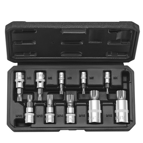 XZN Triple Square Spline Bit Socket Set, 10-Piece M4 - M18, Premium Cr-V Steel, 1/4 in, 3/8 in, and E415-PTTT143812XZUOMMXV0