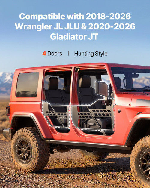 Jeep Tube Doors, 4-Door, Compatible with 2018-2026 Wrangler JL JLU & 2020-2026 Gladiator JT, Steel  E415-JPC4MCXSLFG2H19VI001V0
