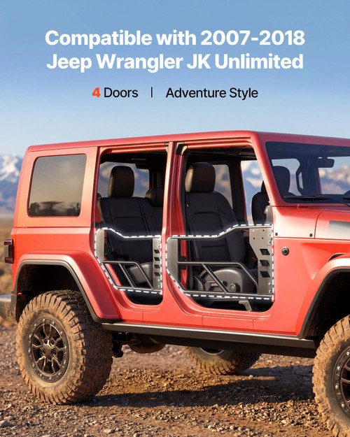 Jeep Tube Doors, 4-Door, Compatible with 2007-2018 Jeep Wrangler JK Unlimited, Alloy Steel Off Road E415-JPC4MCXMXFGJQP2AI001V0