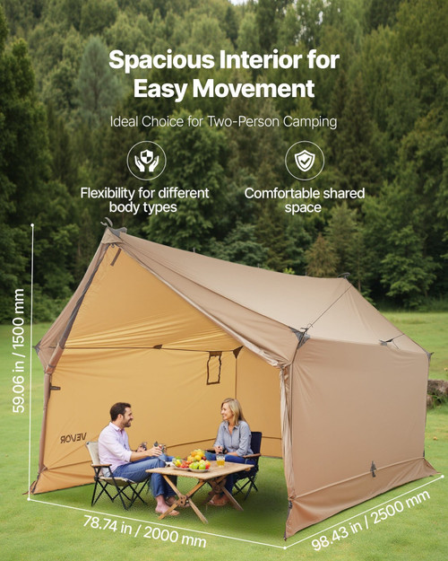 Camping Hot Tent, 2 Persons Cabin Hot Tent with Stove Jack, Waterproof Winter Tents Shelters with V E415-RZPWXWGCGCC017P4O001V0