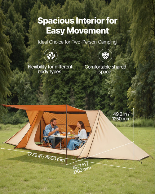 Camping Hot Tent, Lightweight Bushcraft Tent with Stove Jack & 2 Tarp Poles, Waterproof Winter Hot  E415-RZPSJXDGCGCCPGI5Y001V0