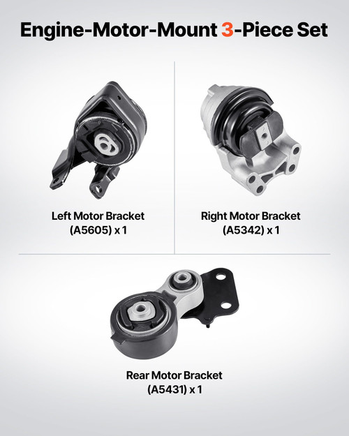  Engine and Transmission Motor Mount Kit Replacement, Set of 3, Compatible with 20072014 Ford Edge  E415-FDJMDZJ3JTPNEUVV7001V0