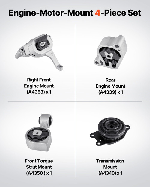  Engine and Transmission Motor Mount Kit Replacement, Set of 4, Compatible with 20072017 Nissan Alt E415-FDJMDZJ4JTPNL9RIJ001V0