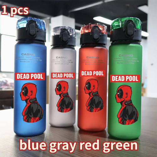 Color: Pale pinkish gray, Size: 40cm - 560ML Spiderman Water Cup Large Capacity Portable Plastic Ou F640-12000037269348445