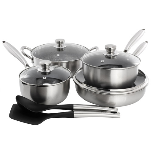 Gibson Home Elsenborn 10 Piece Hybrid Nonstick Stainless Steel Cookware Set D970-149176.10