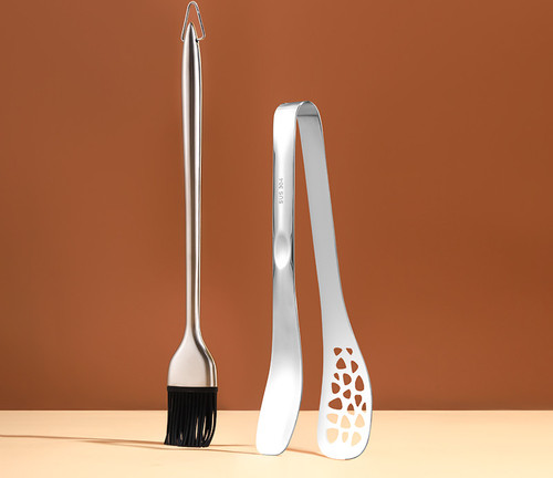 Color: K - 304 Stainless Steel Food Tongs Steak Barbecue Barbecue Bread Cake Food Tongs Silicone To Q119-CJCJ119999211KP