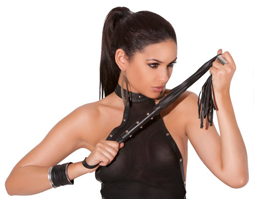 LEATHER WHIP W/ STUDS ON HANDL Y200-L9154