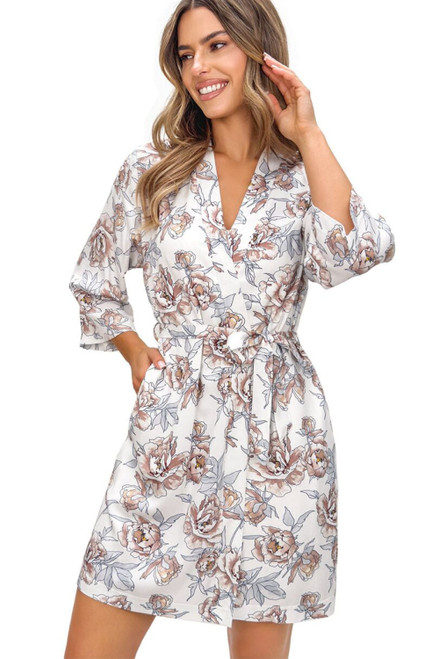 beige - Short bathrobe model 228613 Donna U704-228613