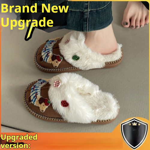 Color: Upgraded Brown, Size: 36to37 - Cute Cartoon Sausage Dog Fluffy Shoes Female Q119-CJNS254622404DW