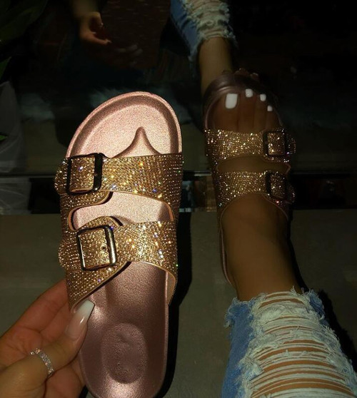 Color: Gold, Size: 40 - Diamond women's sandals Q119-CJBHNSNS07838-Gold-40