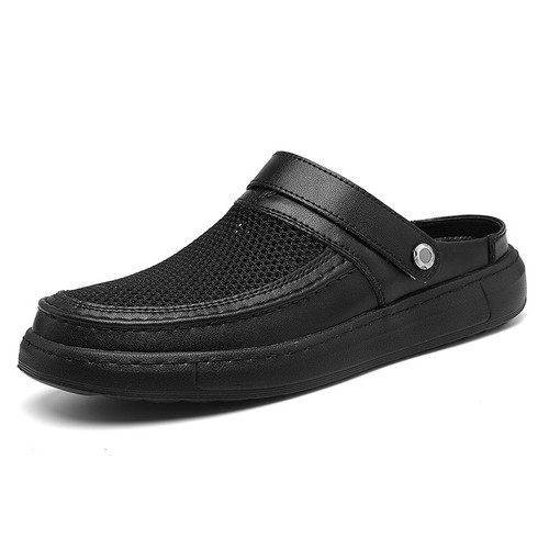 Color: Black, Size: 47 - Mens Breathable Mesh Hollow-out Two-way Sandals Q119-CJYD288752632FU