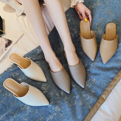 Baotou Half Slippers Female Flat-bottom Pointed Toe Wear Lazy Sandals Q119-CJNS1194826