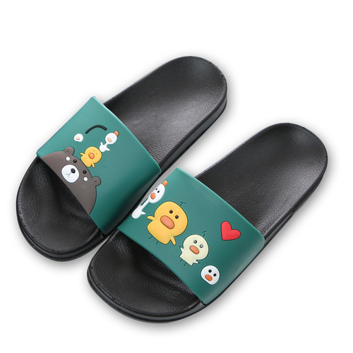 Color: 1style green, Size: 37Female - Household couple bathroom non-slip cartoon slippers Q119-CJBHNSNS19266-1style green-37Female