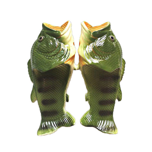 Color: Green, Size: 28 29 - Funny Creative Personality Trend Fish-shaped Carp Salted Fish Shoes Q119-CJNS109005415OL