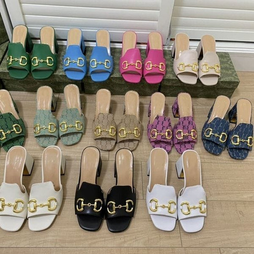 Color: 11 - Size: US4EUR35 - Luxury brand slippers summer all-match thick heel fashion sandals for  Y829-1099227268360085601
