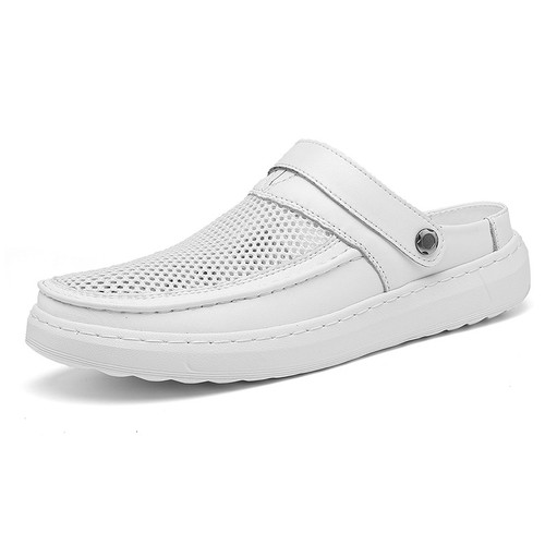 Color: White, Size: 41 - Mens Breathable Mesh Hollow-out Two-way Sandals Q119-CJYD288752615OL