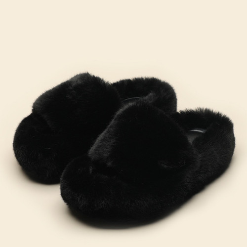 Color: Black, Size: 35 - Heart-shaped Thick Bottom Fluffy Slippers Women's Outer Wear New Autumn An Q119-CJYD255563102BY
