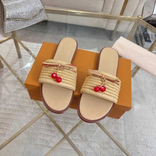 Color: Picture Color-1 - Size: 41-Custom Sizes - Designer Cherry Slippers Bohemian Fruit-Decorated  Y829-1475286006167408724
