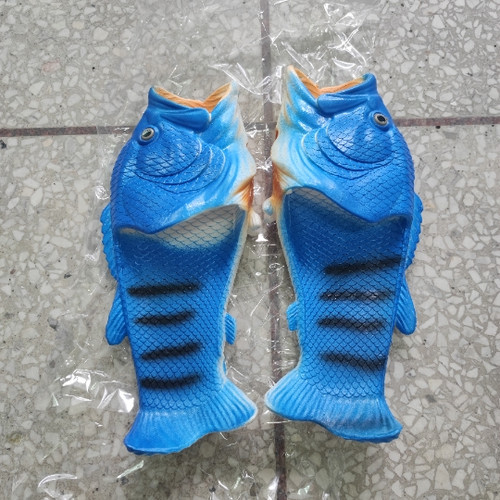 Color: Blue, Size: 32 33 - Funny Creative Personality Trend Fish-shaped Carp Salted Fish Shoes Q119-CJNS109005429CX