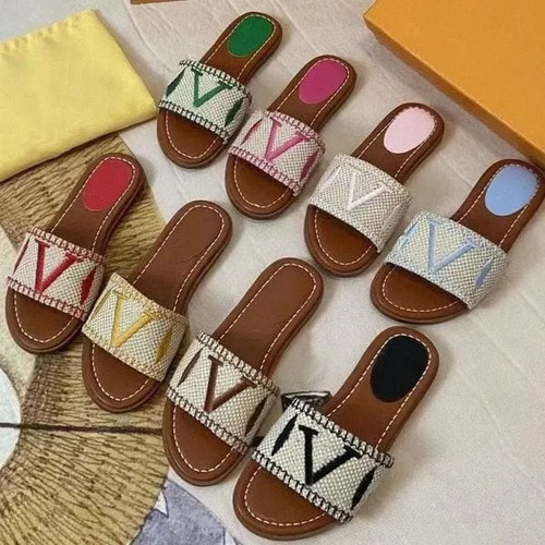 Color: 1 - Size: US8=Eur40=foot length 25.5cm - Designer Flat Sandals Luxury Slippers Women's Embro Y829-1210299953497546792
