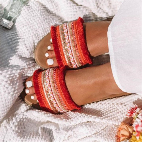 Color: Red, Size: 40 - Flat Sandals Sandals And Slippers Women's Outer Wear Plus Size Q119-CJNS119977506FU