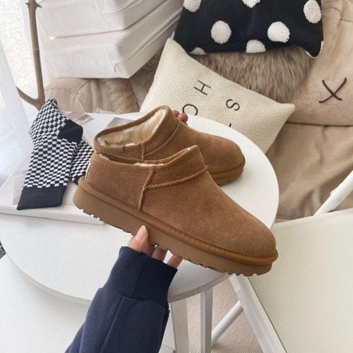 Color: Red - Size: With logo no box Image Color - Classic AUS 5125 Warm slippers Men women fur furr Y829-1230928497060380717