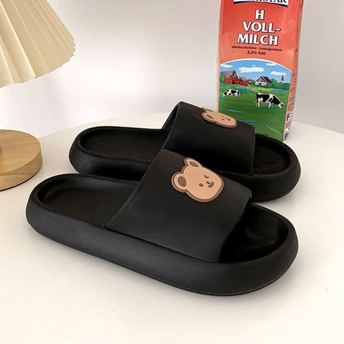Color: Black, style: Little bear-36or37, Shoe size:  - Slippers Female Summer Home Non-slip Bathroo Q119-CJNS122687810JQ