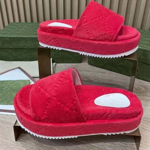 Color: #7 - Size: US6=EU36=women - Luxury Brand Slippers Women's Platform Velvet Print Letter Embro Y829-1095415008718733322