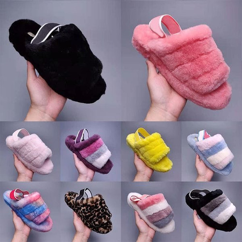 Color: LightGreen - Size: US 4 = EUR 35 - Designer Women Slippers Fluff Slide Slides Sandal Ladies  Y829-1440765658504847506