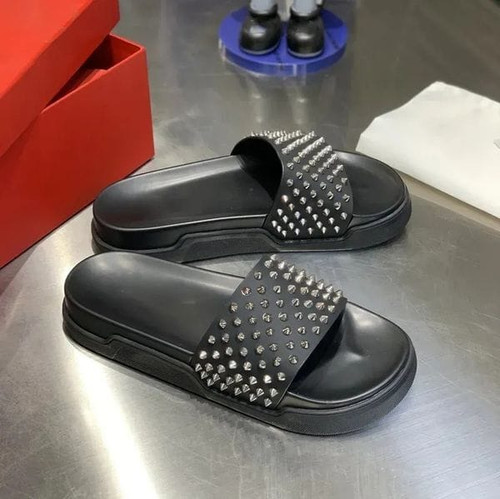 Color: 24 - Size: EUR 36 - Mens Designer Sliders Spike Slipper Flat Slide Sandal Black Platform Mul Y829-1184584995554070684
