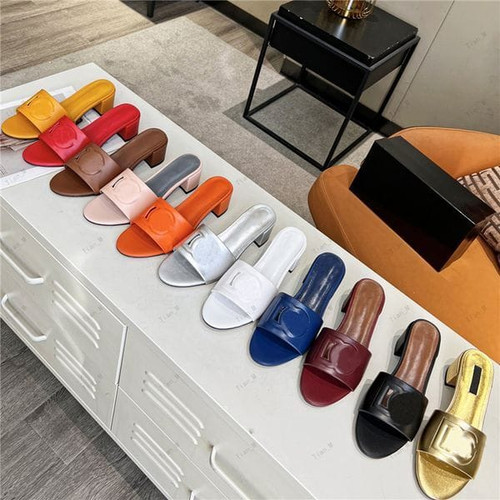 Color: Gold - Size: US5.5 - 2024 Newest High Quality Slippers slide Luxury Designer Fish Mouth Wome Y829-1222090610449596436