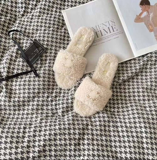 Color: AA 3 - Size: US 7= EUR 38 = 24cm - Designer Slides Paris men women Luxury Fur Slippers Ladie Y829-1443999508436234288