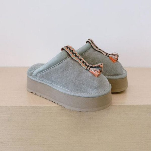 Color: Grey - Size: US11 - Tasman Style Thermal Sheepskin Slippers - Gender Neutral Indoor Outdoor  Y829-1297998689670836313