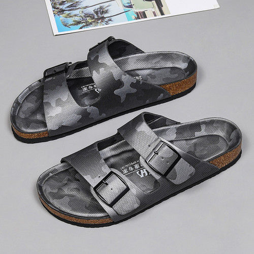 Platform Slippers Men's And Women's Same Frosted Leather Double-breasted Two-word Slippers Q119-CJYD1997773