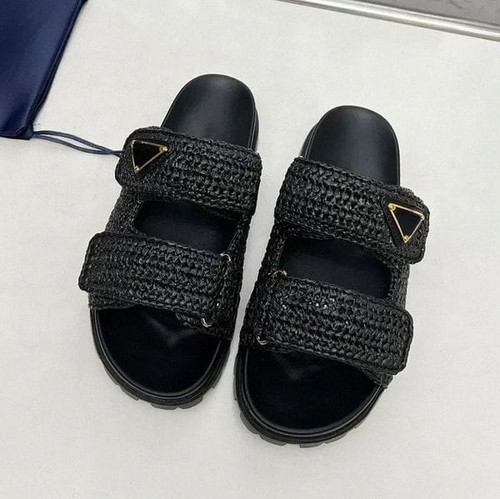 Color: green black ;jasper - Size: Women eur39 - Adult: yes - Women Sandals Straw Slippers Designer Y829-1405706444582490152