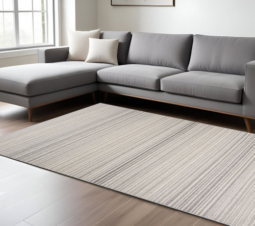 8' X 11' Gray and Ivory Abstract Area Rug N270-558382