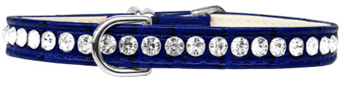 Beverly Style Rhinestone Designer Croc Dog Collar Blue Size 14 S528-82-19-BLC14