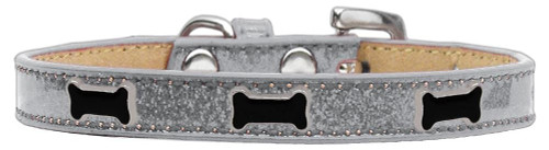 Black Bone Widget Dog Collar Silver Ice Cream Size 10 S528-633-4 SV10