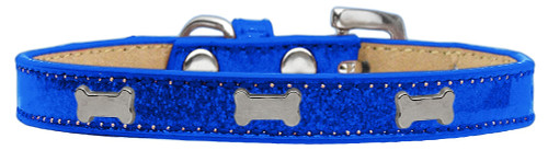 Silver Bone Widget Dog Collar Blue Ice Cream Size 12 S528-633-1 BL12