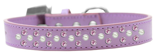 Sprinkles Dog Collar Pearl and Light Pink Crystals Size 16 Lavender S528-616-7 LV-16
