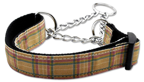 Plaid Nylon Collar Martingale Khaki Large S528-125-013M LGKH